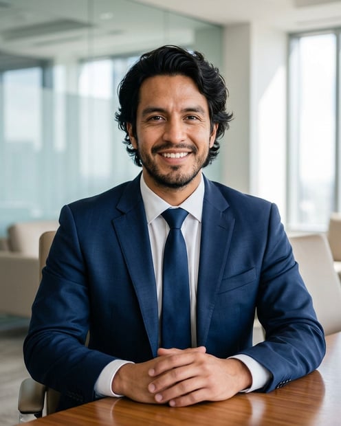 Glass Boardroom · Subtle Premium Pinstripe headshot example