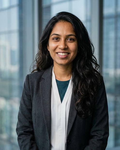 Glass Boardroom · Modern Dark Blazer headshot example