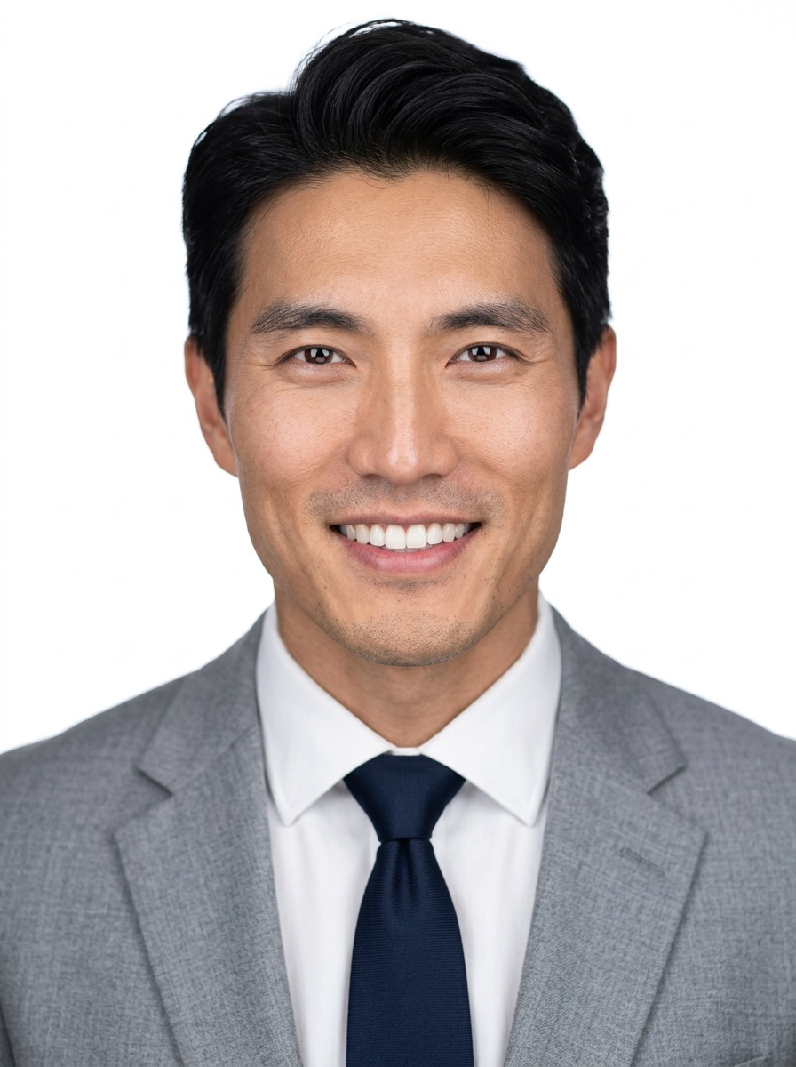 Professional AI LinkedIn headshot in Light gray blazer on White / Pure White Studio
