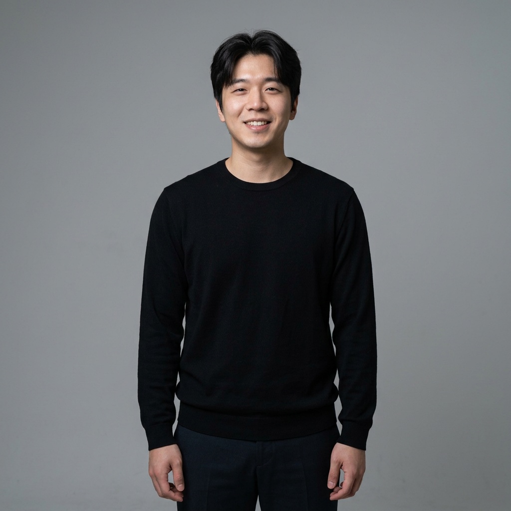 Neutral Grey · Black Knit Top headshot example