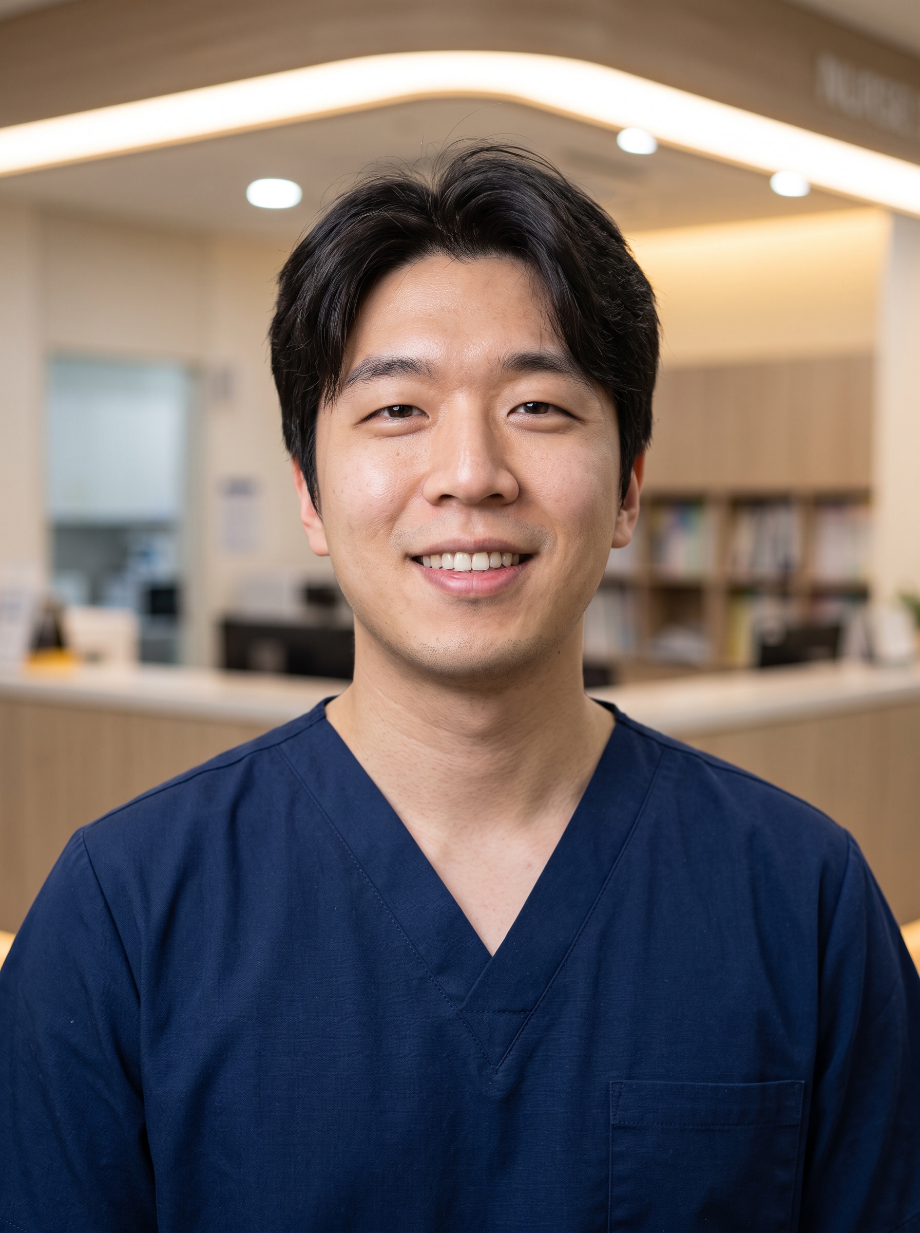 Beispiel für Nurse Station · Navy Scrubs-Headshot