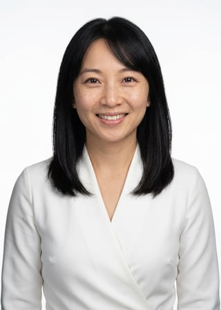 Professional AI LinkedIn headshot in White wrap dress on White / Pure White Studio