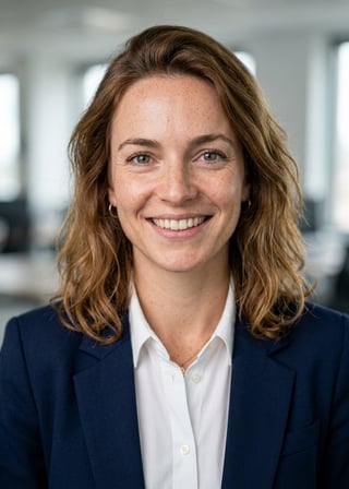 Professional AI LinkedIn headshot in White button-up shirt on Office / Modern Office Workspace
