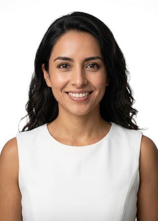 Professional AI LinkedIn headshot in White sheath dress on White / Pure White Studio