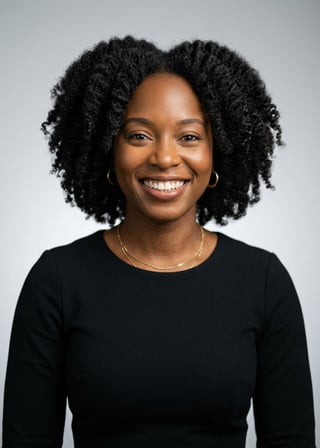 Professional AI LinkedIn headshot in Black midi fitted dress on Neutral Gradient / Light Grey
