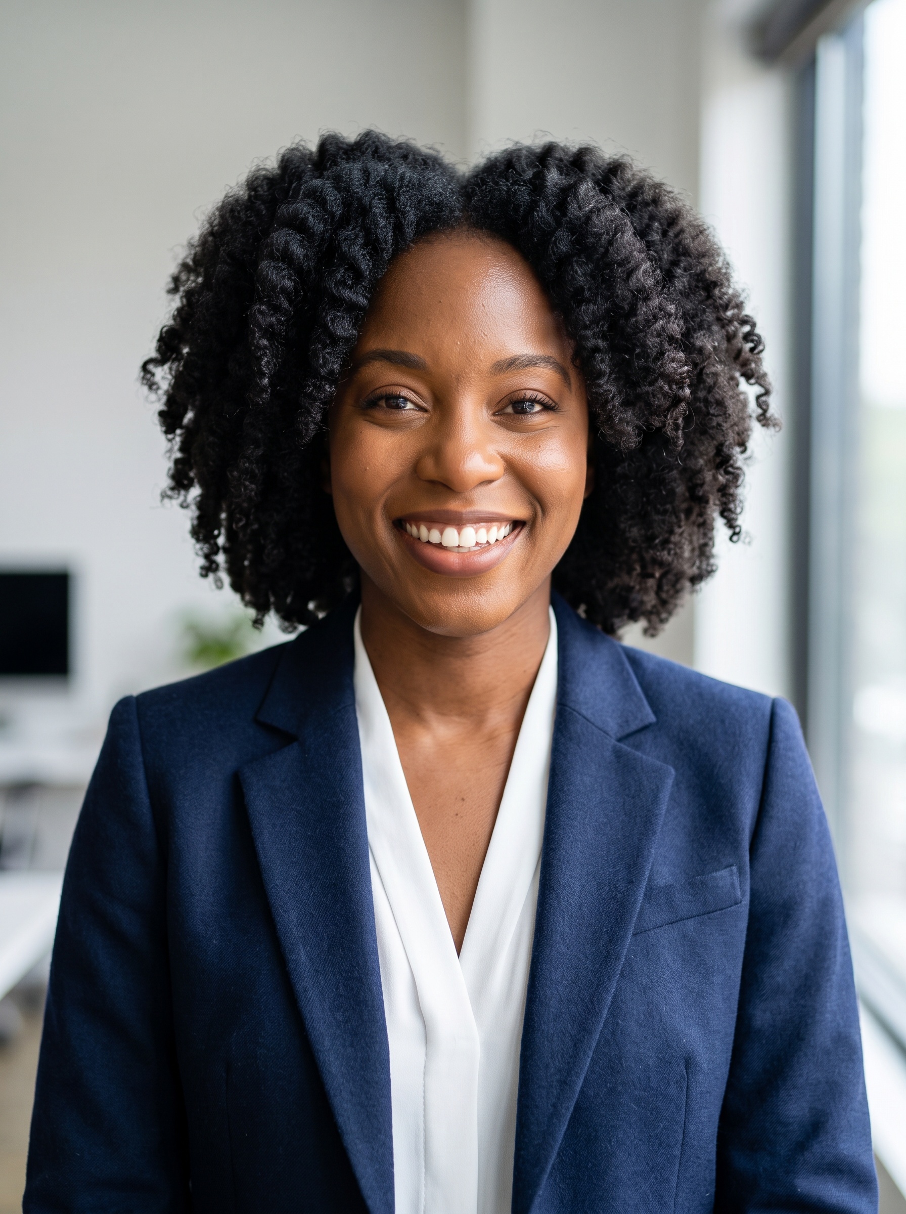 Modern Office · Navy Blazer headshot example