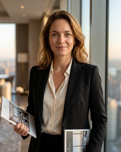 Penthouse City Window · Black Blazer Tonal headshot example