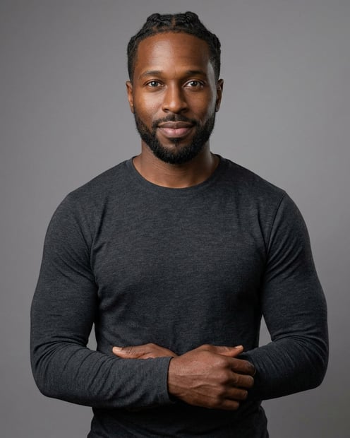 Neutral Mid-Grey Gradient Seamless · Charcoal Long-Sleeve Tee headshot example