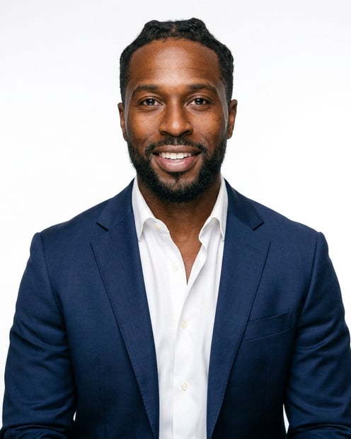 White Studio · Open Blazer headshot example