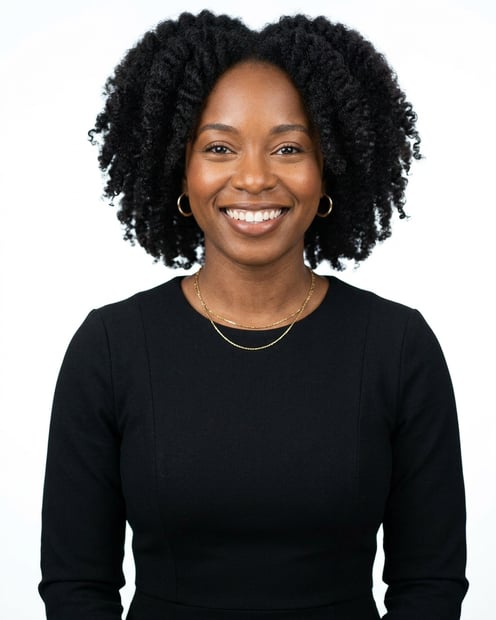 White / Pure White Studio · Black midi fitted dress headshot example