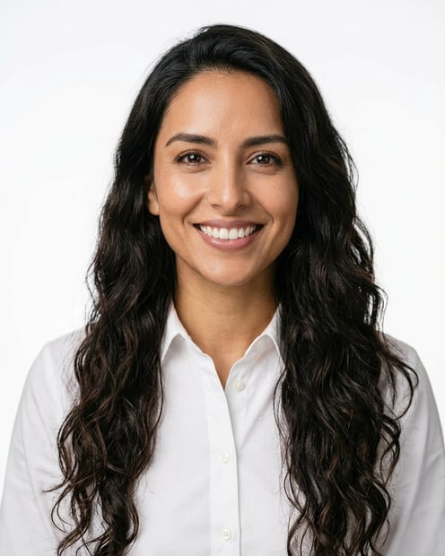 White / Pure White Studio · White button-up shirt headshot example