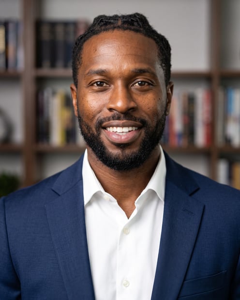 Bookshelf · Navy Blazer headshot example