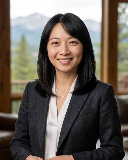 Mountain View Window · Open-Collar Blazer headshot example