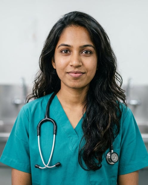 Scrub Room · Surgical Scrubs headshot example