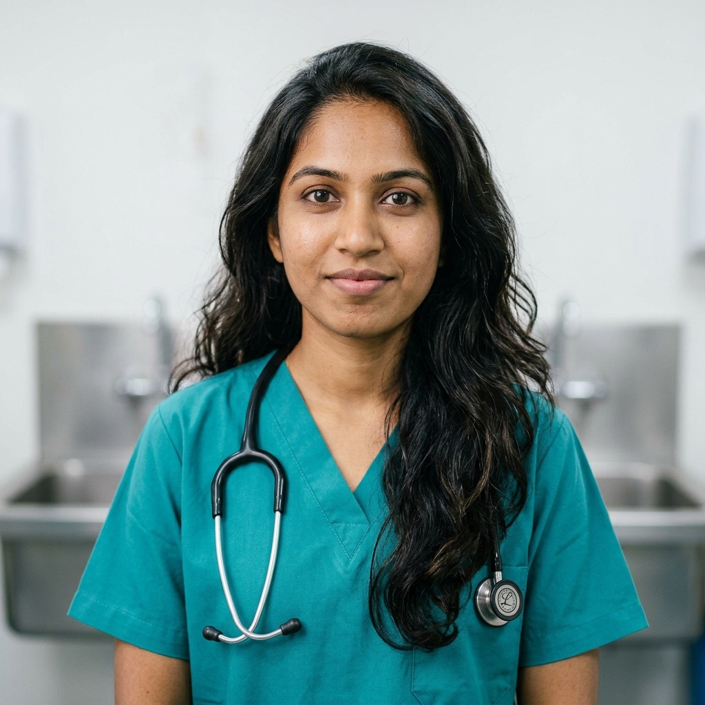 Scrub Room · Surgical Scrubs headshot example