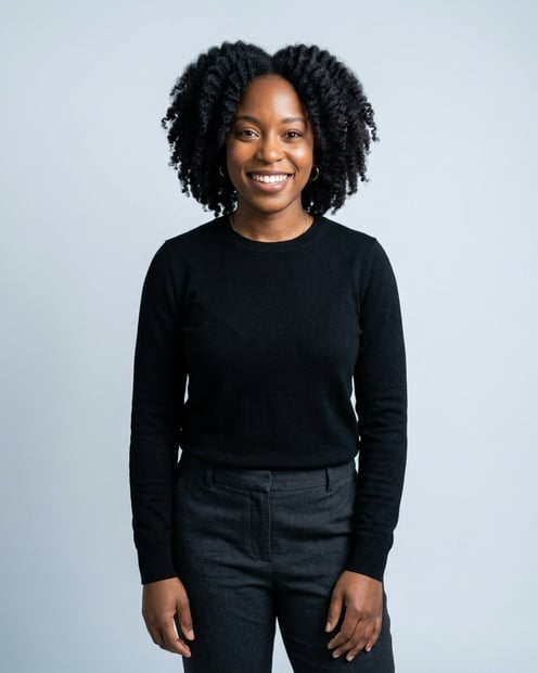 Light Cool-Grey Seamless · Black Long-Sleeve Knit Top headshot example