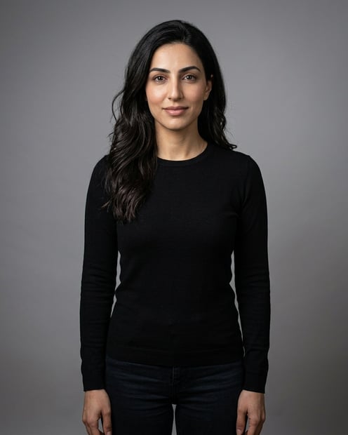 Neutral Grey · Black Knit Top headshot example