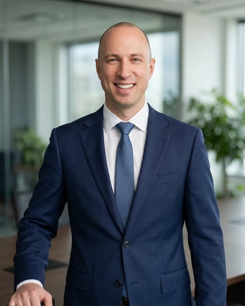 Conference Room · Navy Suit headshot example