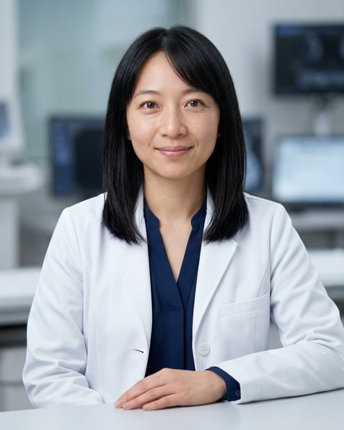 Radiology Workstation · Lab Coat with Business Clinical Wardrobe headshot example