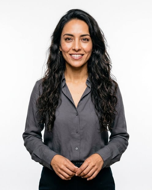 Soft White · Charcoal Button-Up headshot example