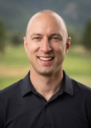 Professional AI LinkedIn headshot in Golf Attire on High End Mountain Golf Course