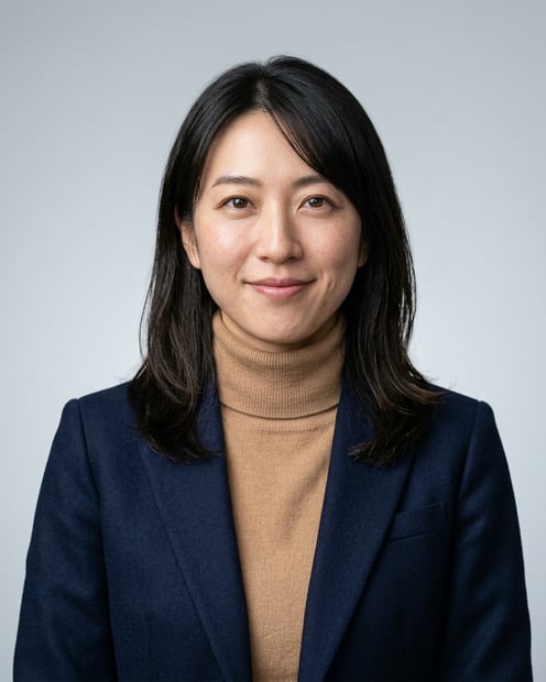 Alpine Grey Gradient Studio · Navy Blazer with Cashmere Layer headshot example