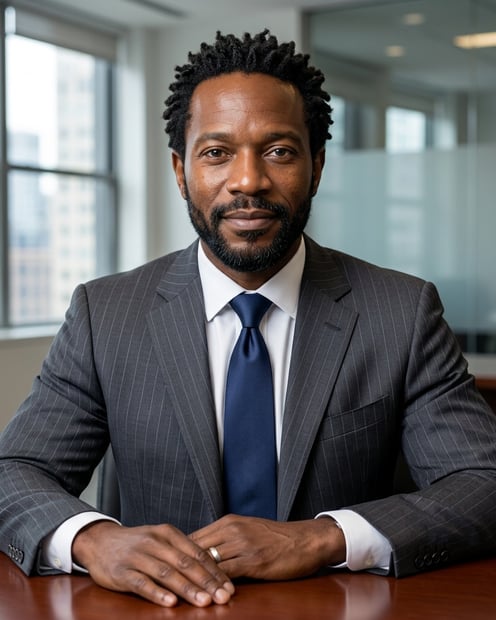 Glass Boardroom · Subtle Premium Pinstripe headshot example