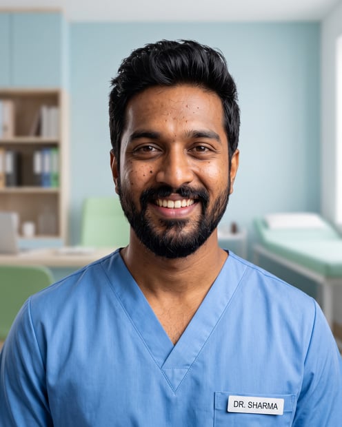 Beispiel für Clinic Room · Ceil Scrubs-Headshot