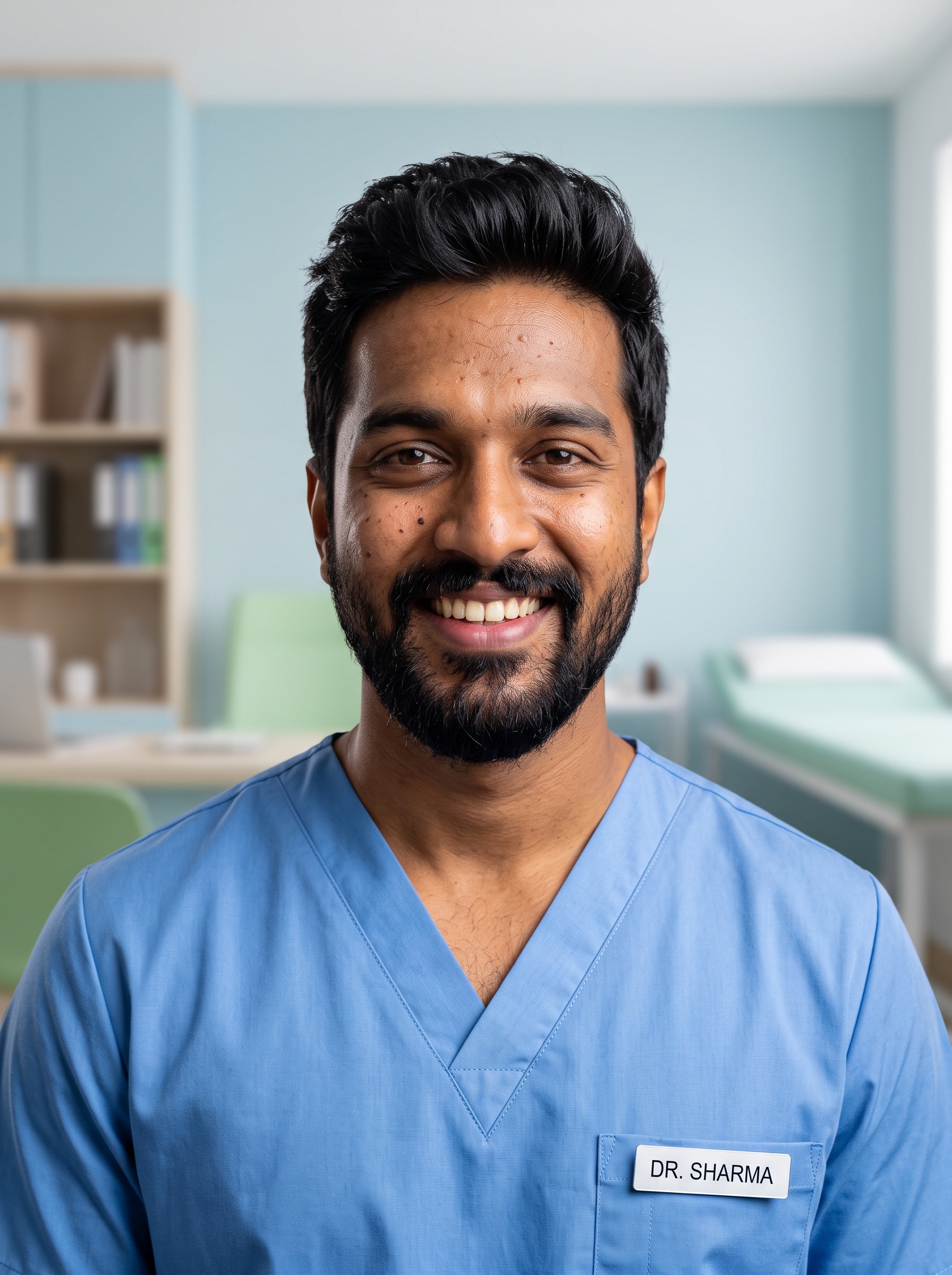 Clinic Room · Ceil Scrubs headshot example