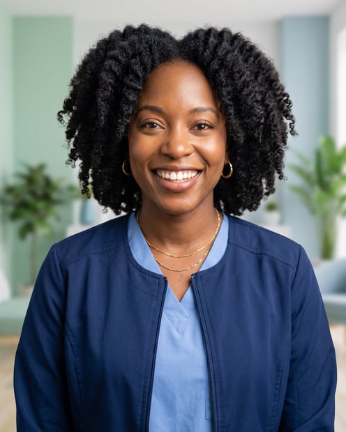 Clinic Room · Scrub Jacket headshot example