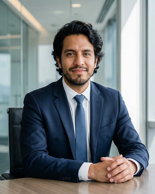 Boardroom · Navy Suit headshot example
