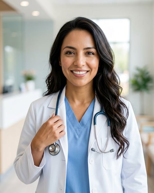 Bright Pediatric Clinic · Pediatric Soft Scrubs or White Coat headshot example
