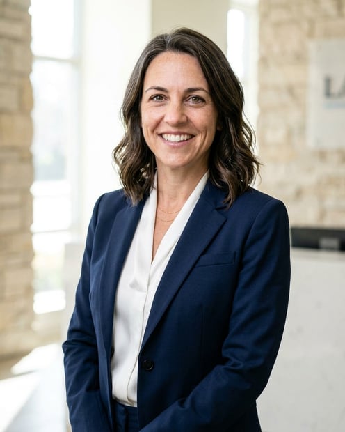Bright Reception Wall · Navy Suit with White Shirt headshot example