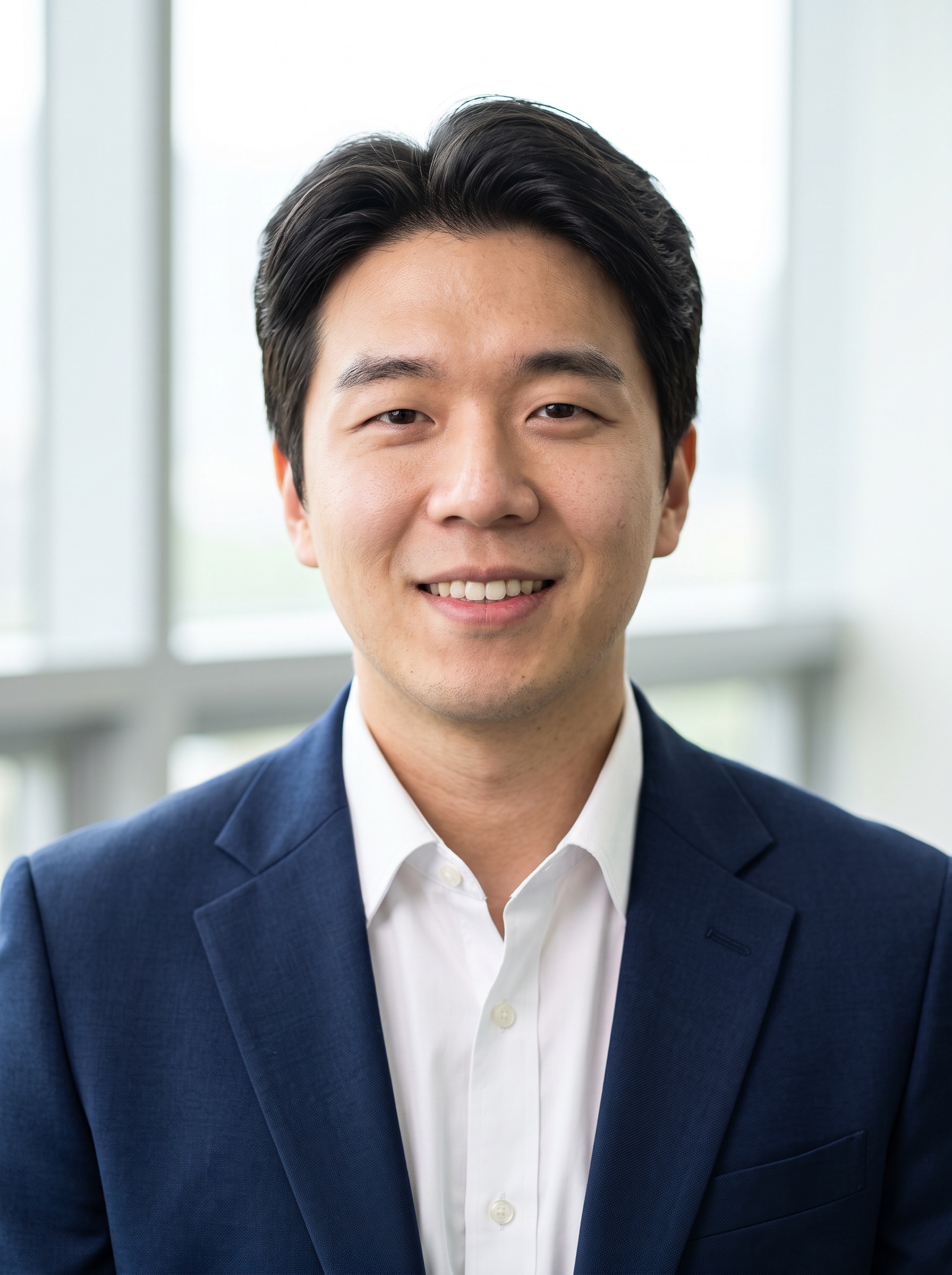 Natural Light · Navy Blazer headshot example