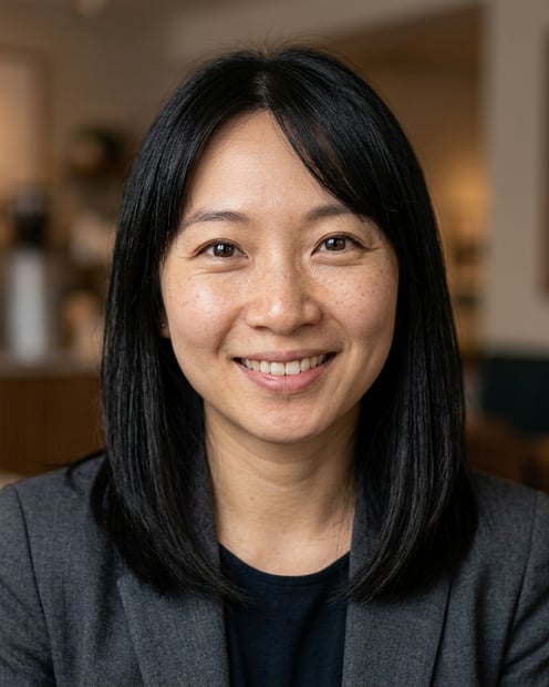 Cafe · Charcoal gray blazer headshot example