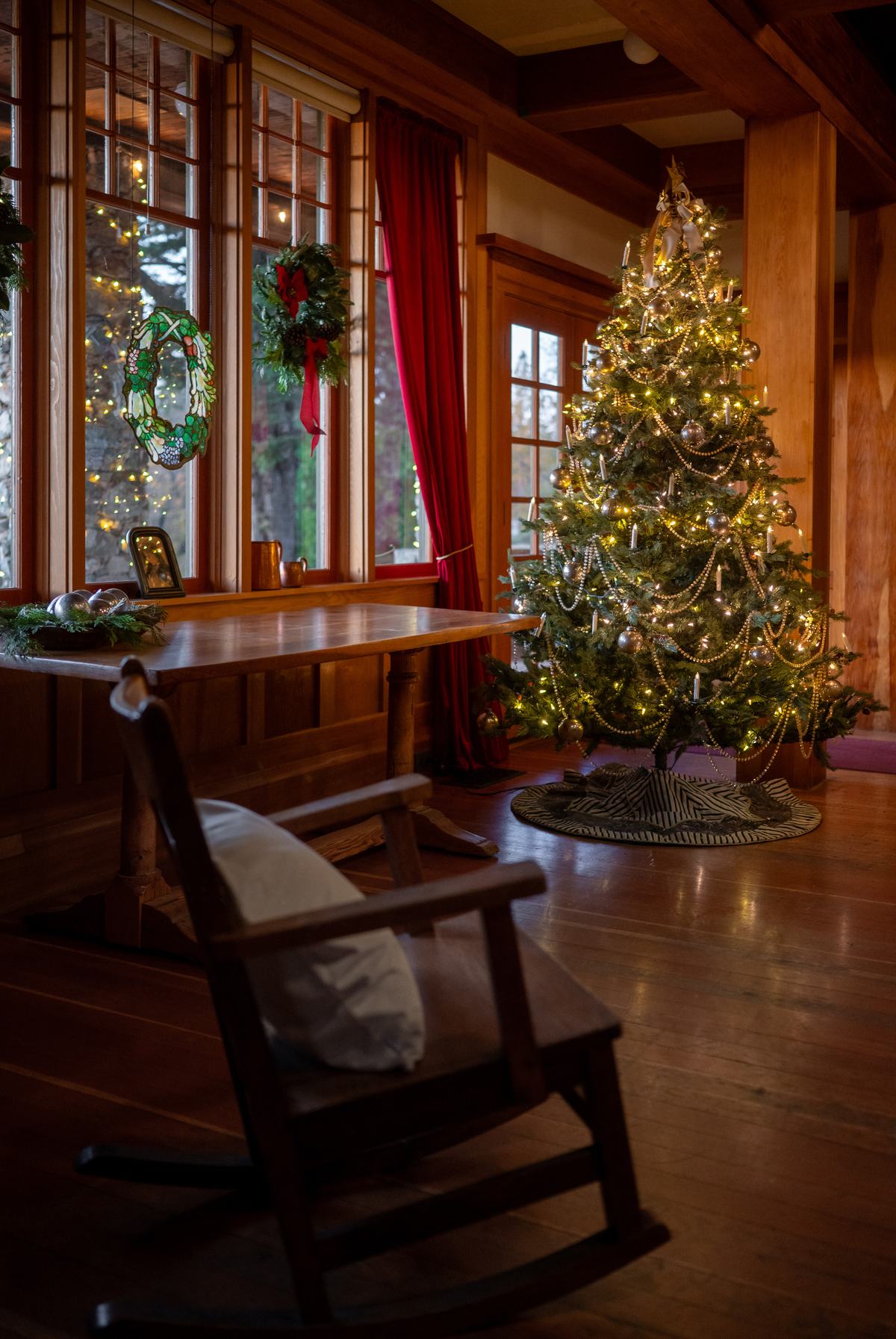 Rocking chair in front of a Christmas tree | Christmas at North Star House