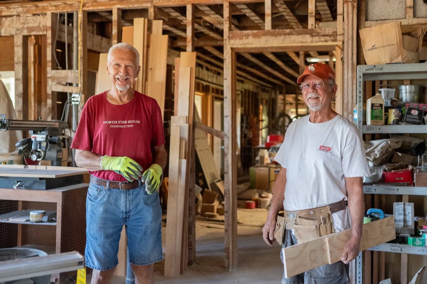 Restoration volunteers on the second floor
