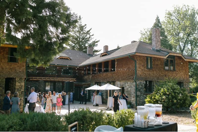 Wedding guests gathered in the Courtyard