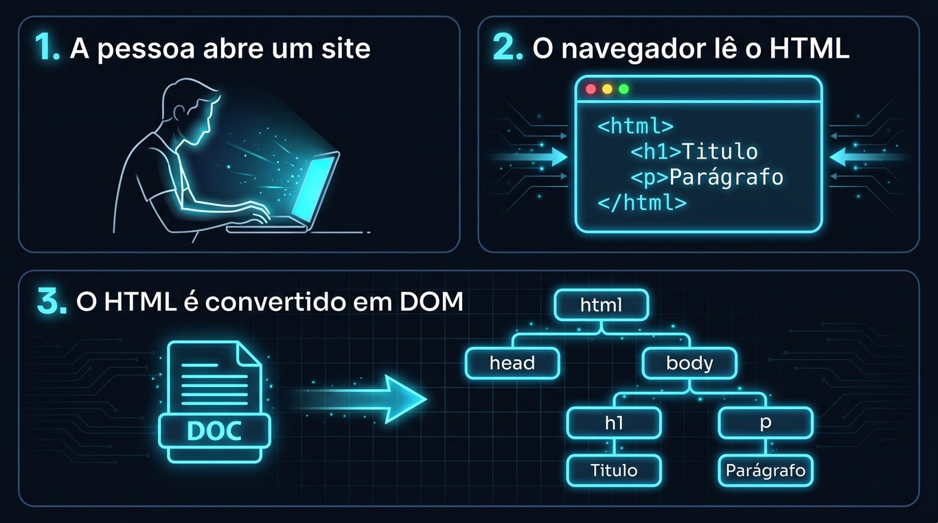 Diagrama mostrando a transformação do HTML em DOM