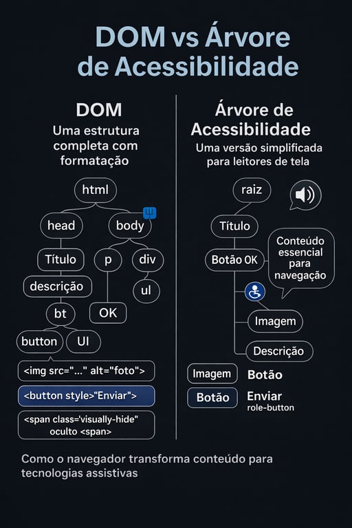 DOM versus árvore de acessibilidade: diferenças entre as estruturas
