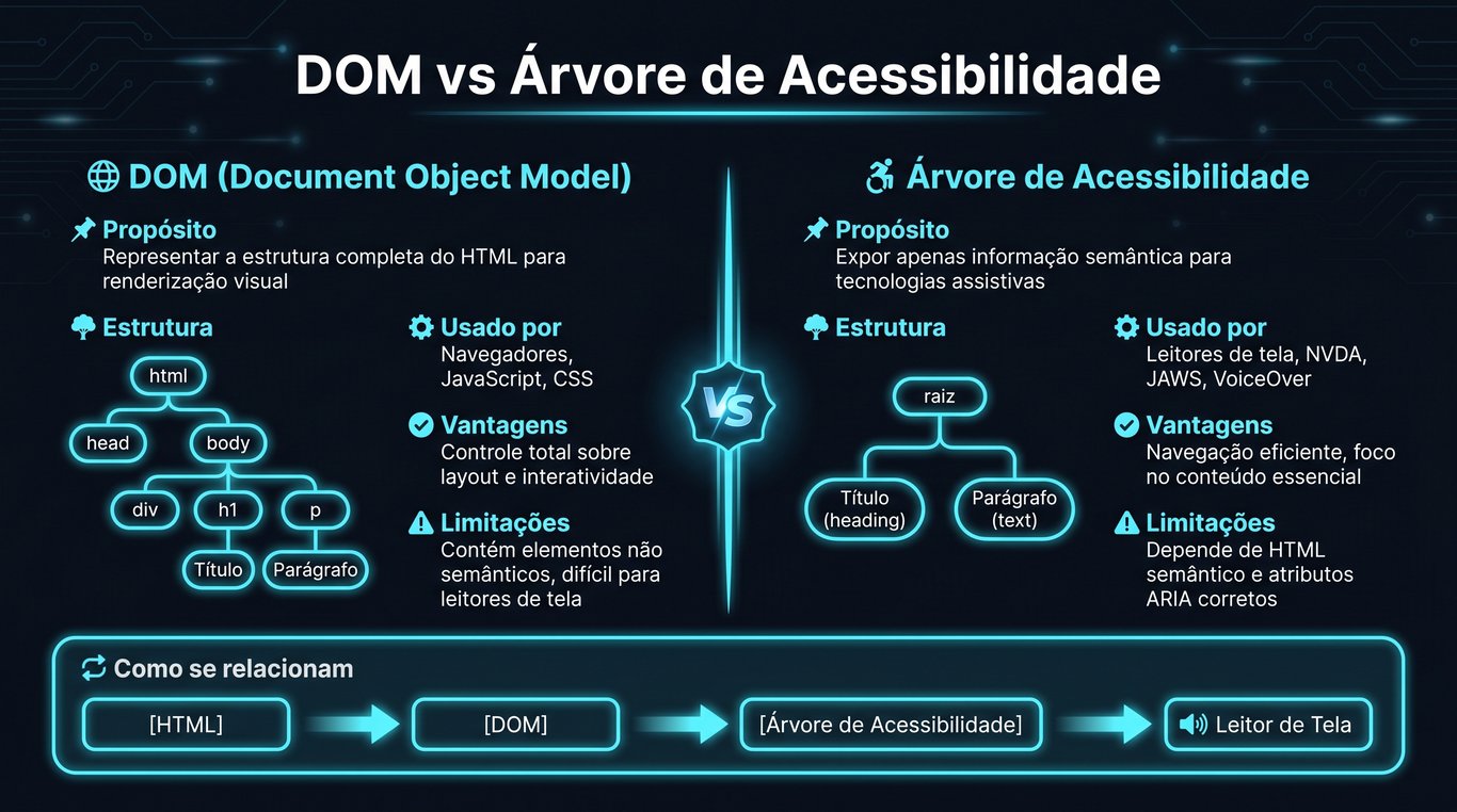 DOM versus árvore de acessibilidade: diferenças entre as estruturas