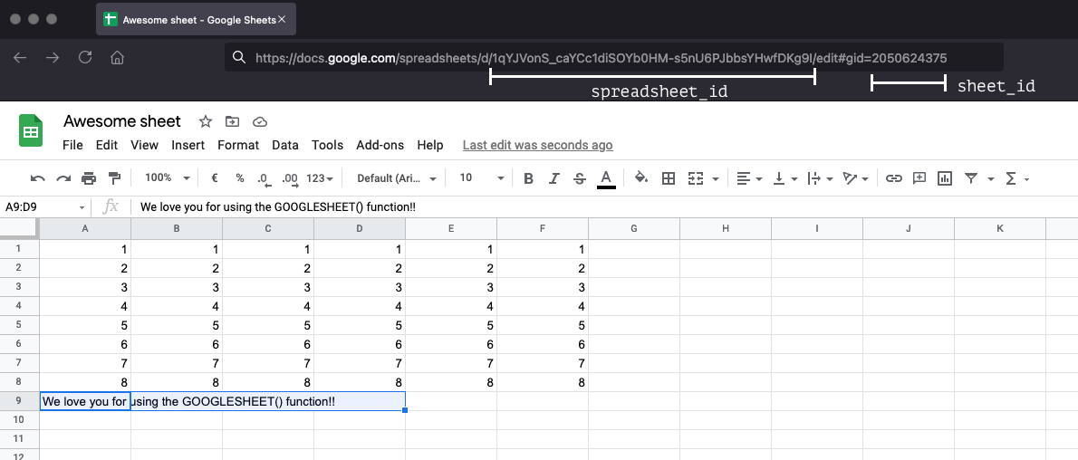 Google Sheets webpage