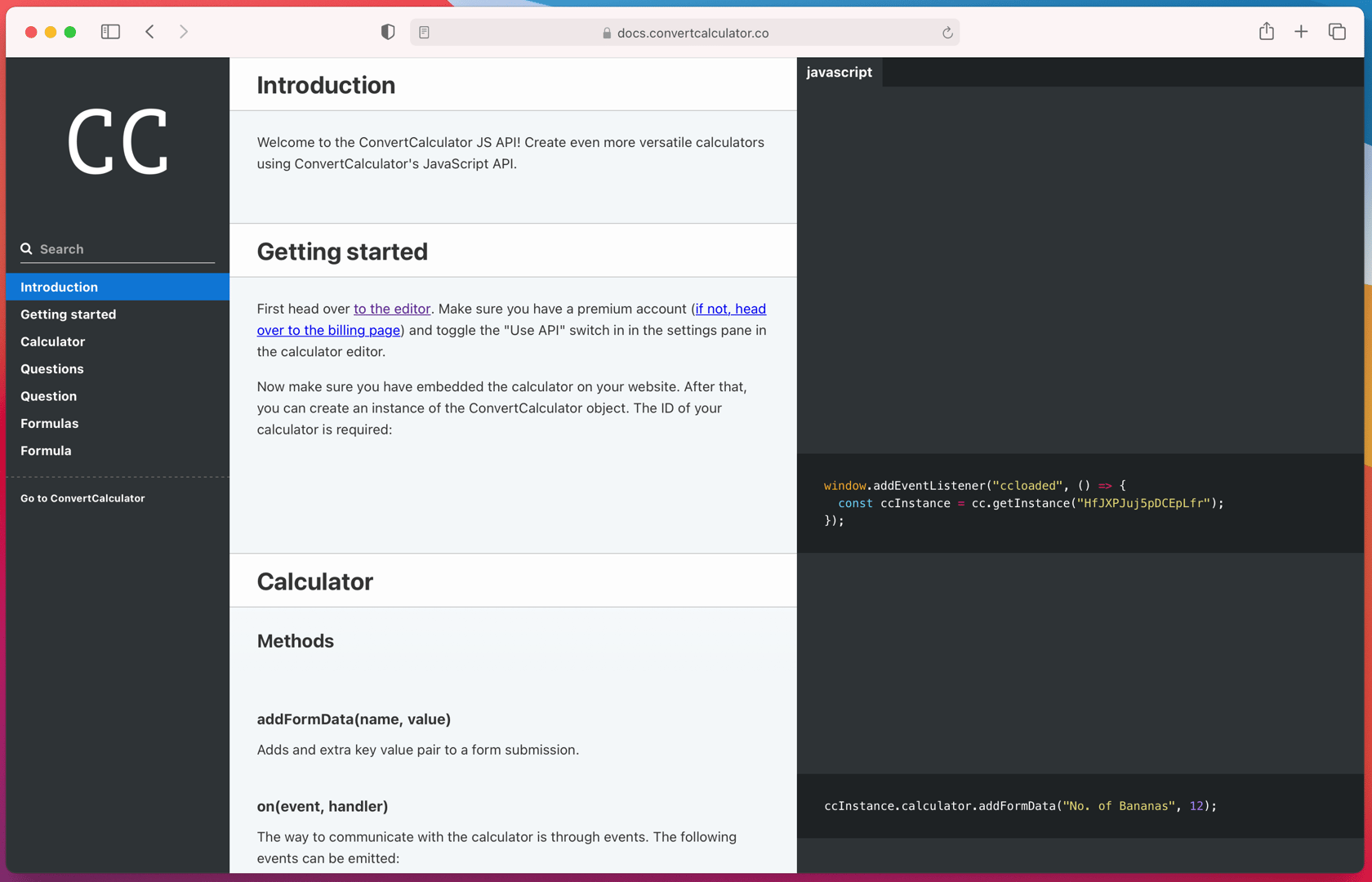 ConvertCalculator JavaScript API