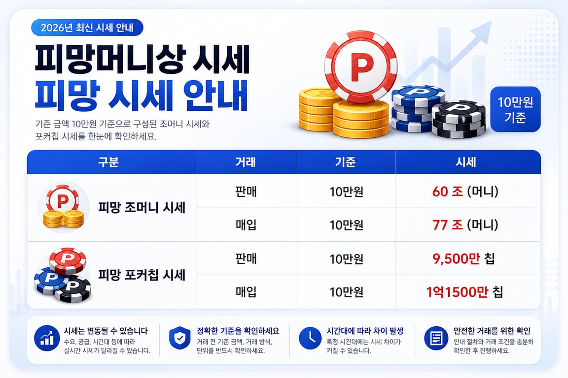 피망머니상 시세 피망 시세 안내 대표 이미지