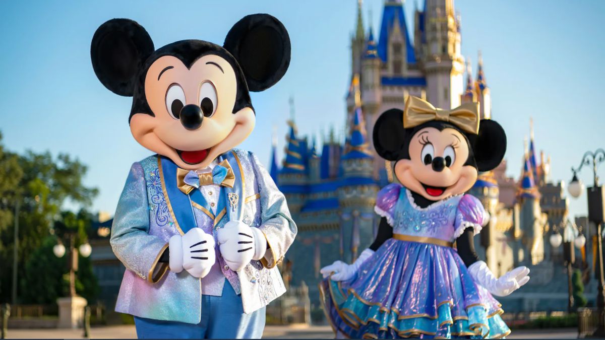 Mickey and Minnie Mouse at Disney's Magic Kingdom.
