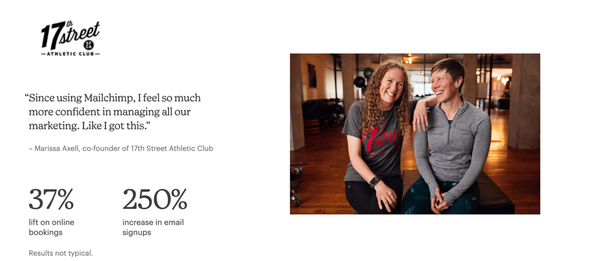 Testimonials from Mailchimp. 