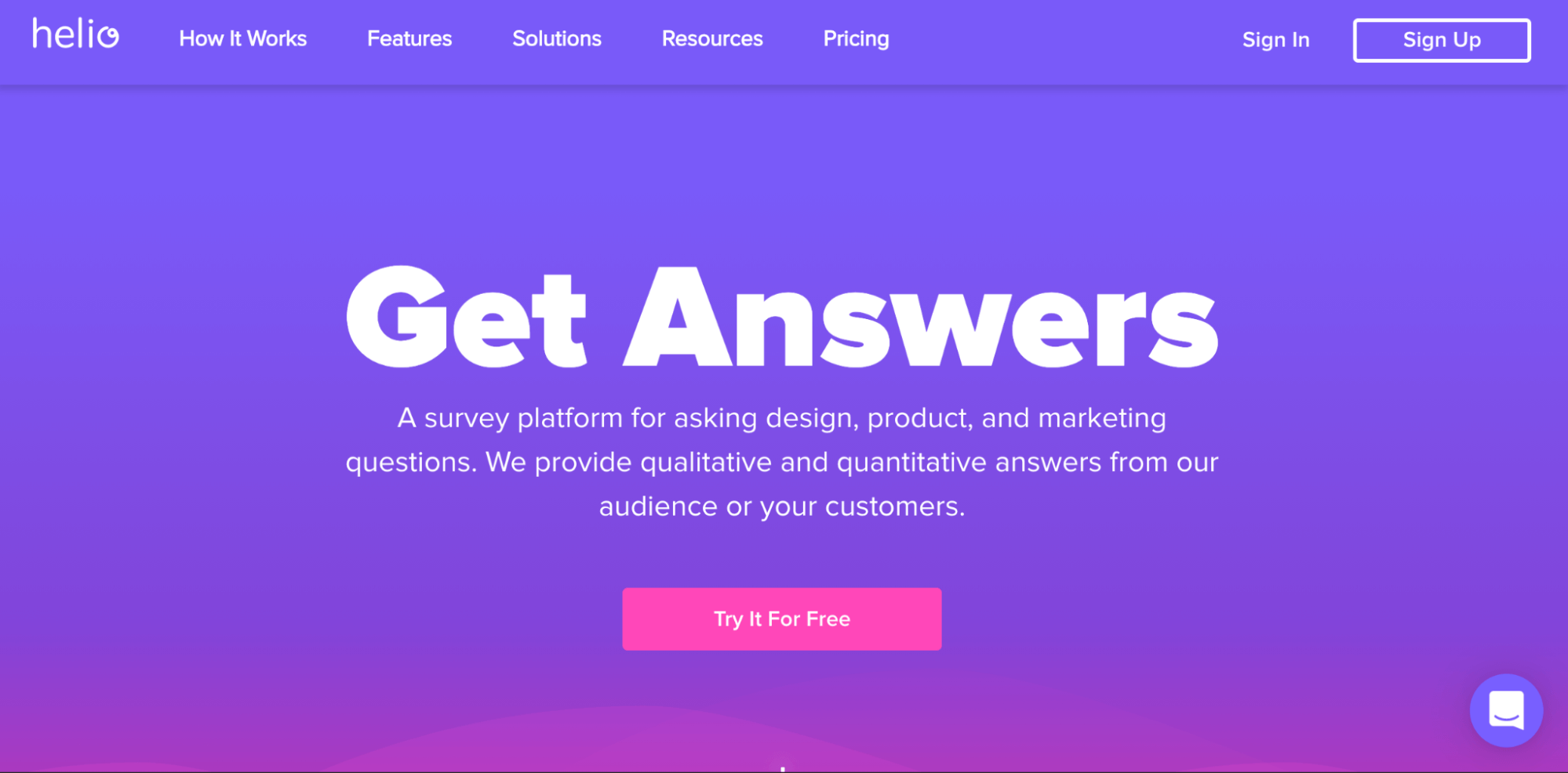 Helio homepage.