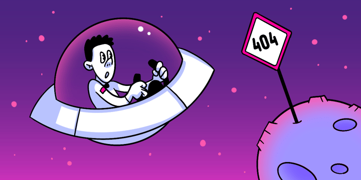 An interwebs space driver running into an error 404 page.