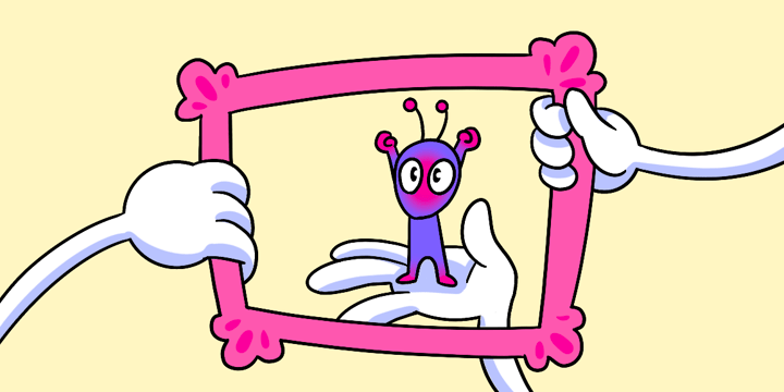 Alien held in a frame