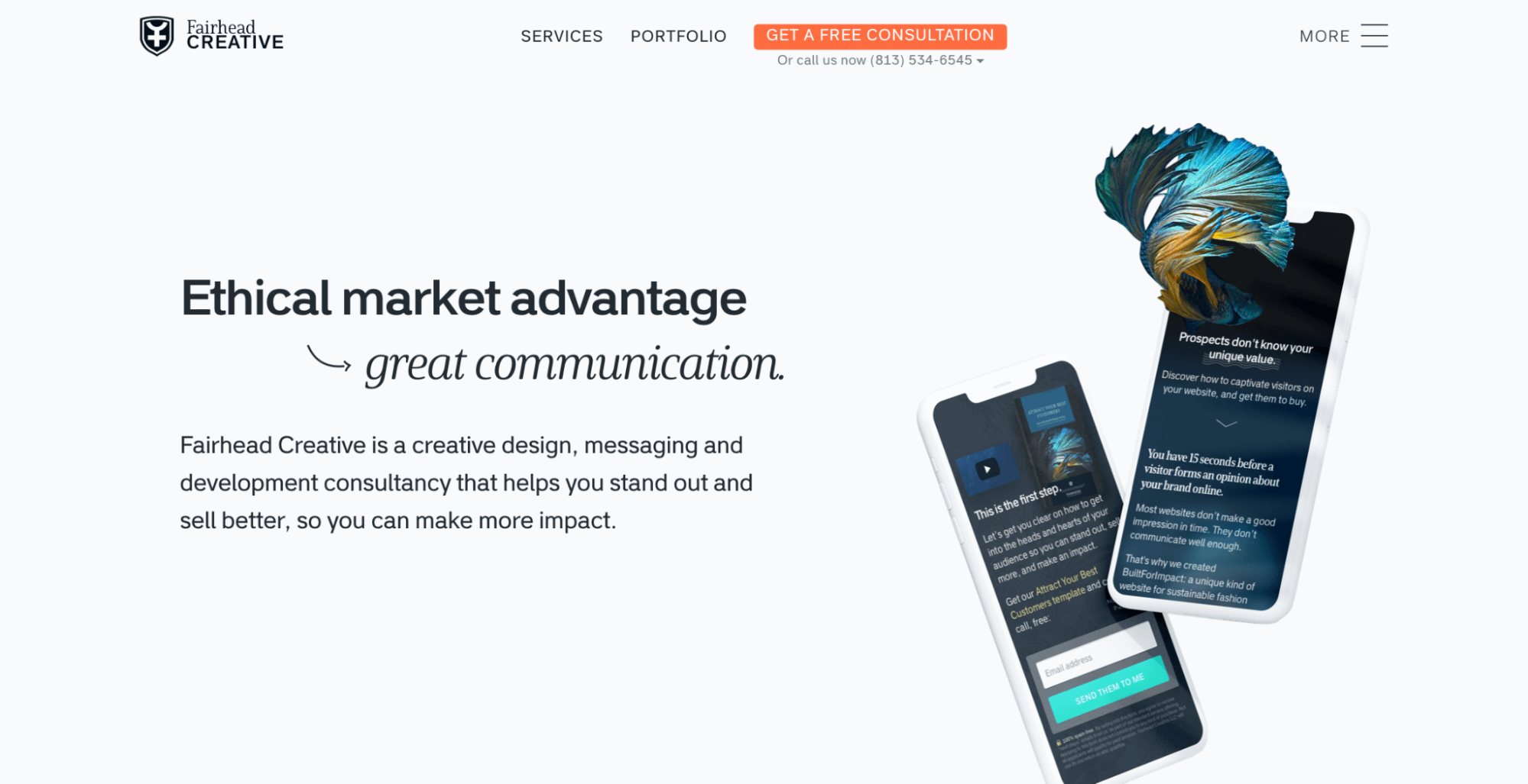 An example of asymmetric balance in web design.